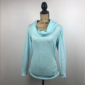 Lucy Turquoise Long Sleeve Cowl Neck Top XS